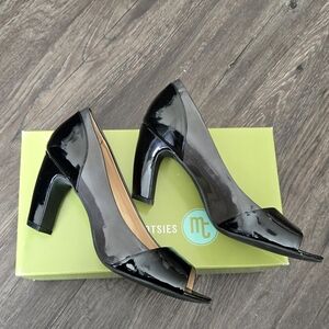 Black Peep-Toe Heels